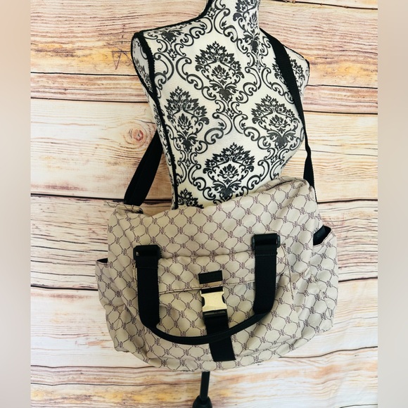 Lauren Ralph Lauren Beige Logo Buckle Accent Zipper Large Weekender Travel Bag - Picture 1 of 16